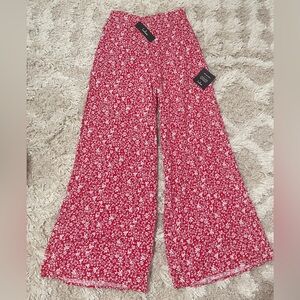 Lulu's Red Floral Wide Leg Pants